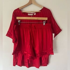 Rachel Parcell Red Barbados Top & Shorts Pajama Set Size XL NWT